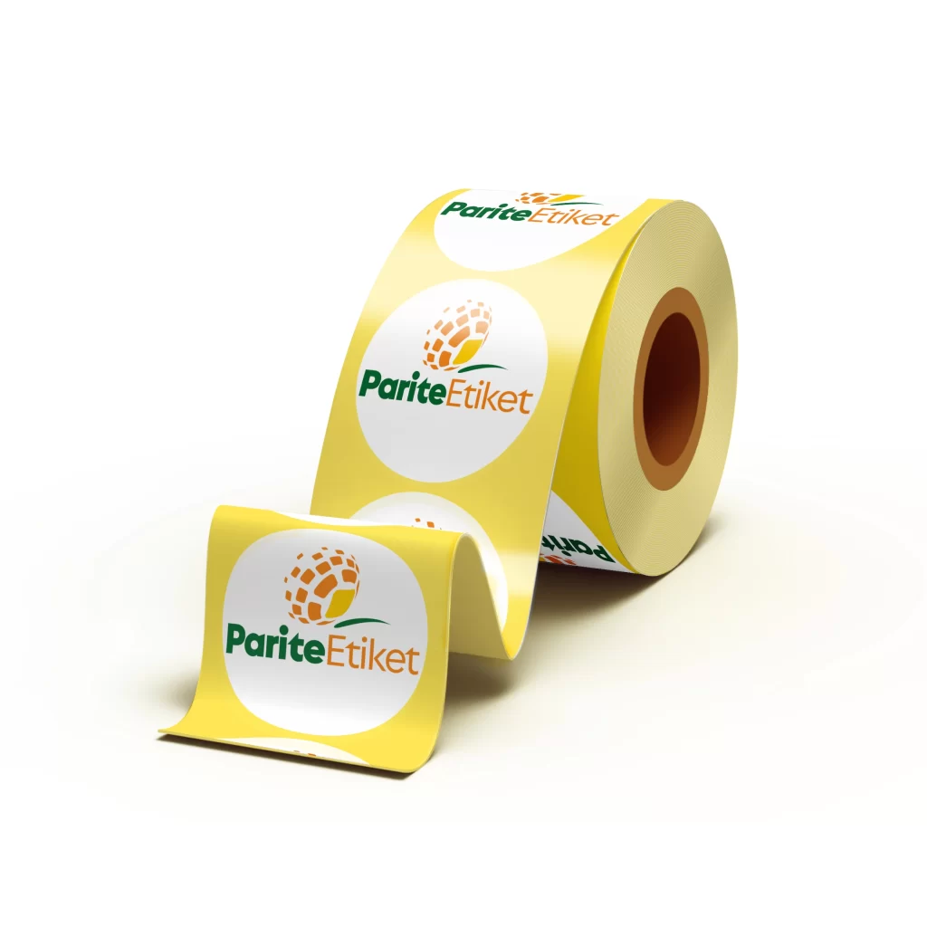 Profesyonel baskı kalitesine sahip dayanıklı roll yuvarlak etiket, çeşitli yüzeylere uyumlu, uzun ömürlü yapışkan teknolojisi